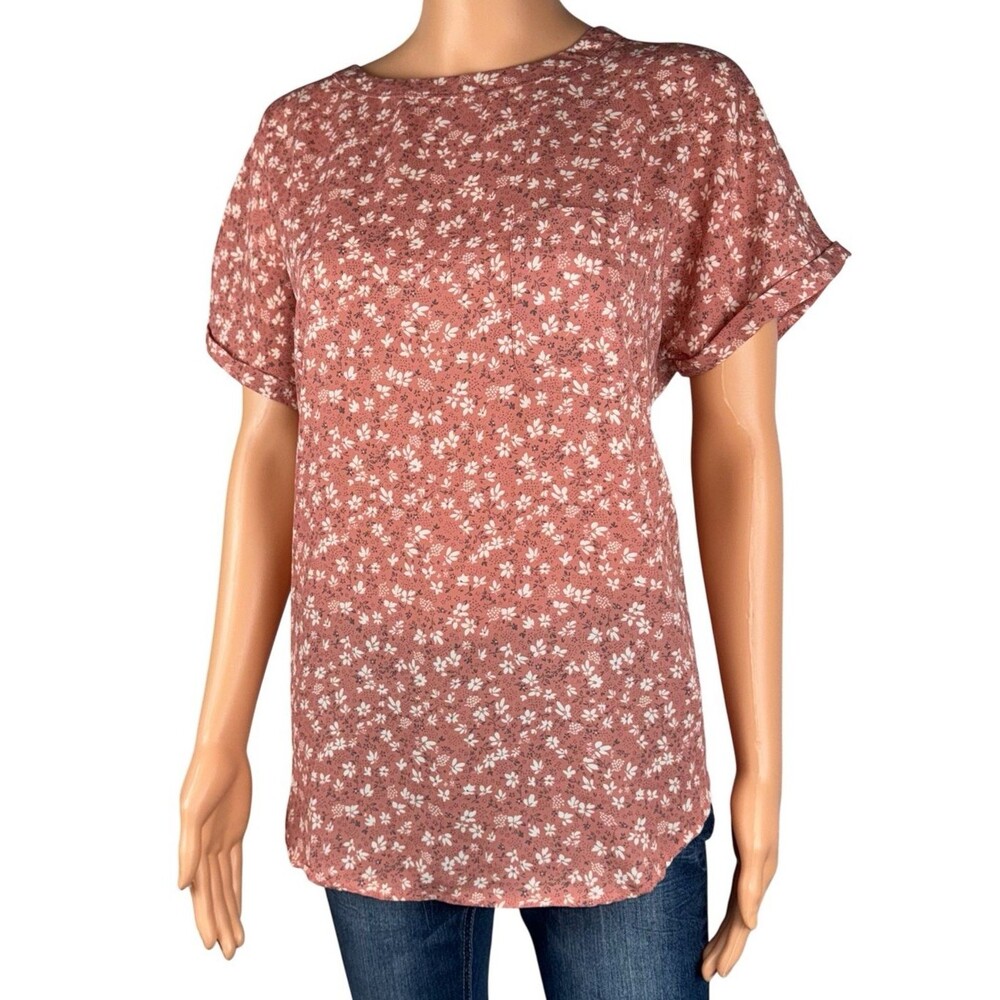Buffalo David Bitton Womens Medium Floral Spring Summer Blouse Top Shirt